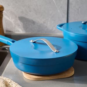 Poêle à frire antiadhésive profonde, poêle en alliage d'aluminium moulé sous pression avec couvercle - Product Image 5