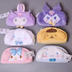 Kawaii Sanrioed Kuromi Plushie tas My Melody dan Cinnamoroll boneka mainan hewan dompet koin tas penyimpanan untuk hadiah gadis