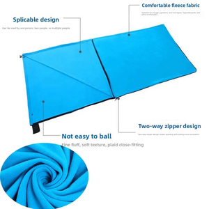 Doublure de sac de couchage en polaire 180 cm de long, taille complète, fermeture éclair, couverture de camping pour l'extérieur et l'intérieur, utilisée avec un sac pour adultes par temps froid - Product Image 6