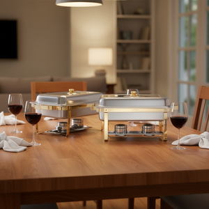 Stainless Steel Chafing Dish 4 Qt 2 Pack Gold Half Size Buffet <b>Set</b> <b>Beverage</b> <b>Serving</b> - Product Image 2