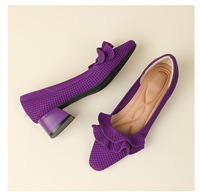 Ballerines en maille pour femmes, à bout carré, à enfiler, respirantes, ajourées, confortables, décontractées, pour le bureau, chaussures plates d'été avec décor floral tressé