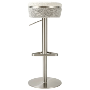 Mirella <b>Adjustable</b> <b>Stool</b> Boucle and Velvet Plush black white or green vegan leather and woven grey - Product Image 2