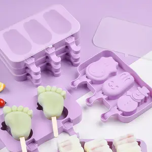 Fabrika fiyat diy silikon dondurma kalıp 3 kavite gıda sınıfı silikon dondurma kalıp ücretsiz sticks