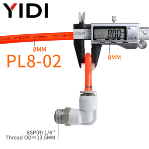 อุปกรณ์ดันเข้าท่ออากาศ <span class=keywords><strong>PL</strong></span> L-Type ข้อศอก1/8 1/4 3/8 1/2 BSP R เกลียวตัวผู้ไปเป็น4 6 8 10 12 14 16มม. - Product Image 4