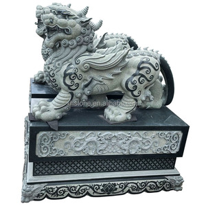 Chino grande Jade granito piedra Pi Xiu Fengshui tallado Animal Kirin unicornio Kylin estatua Pixiu valiente tropas escultura - Product Image 1