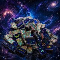 Set Ubin Mahjong Akrilik Amerika 160 Buah Tema Kosmik Inlay Galaksi Neon Bunga Siap Kirim Hadiah Pengiriman Cepat