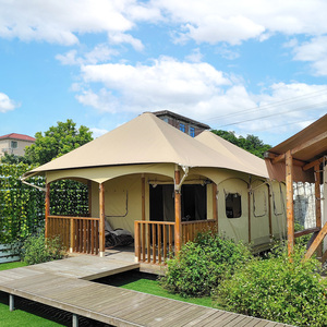 Struttura a palo in legno compensato in PVC e tela triangolo <span class=keywords><strong>tenda</strong></span> da campeggio <span class=keywords><strong>2</strong></span> stanze 5x8M quattro stagioni impermeabile per uso esterno in famiglia - Product Image 1