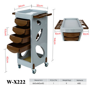 Carrito de Peluquería Profesional W-x222 Gris Café con Bandejas Extraíbles Ocultas y 4 Cajones para Estilistas, Directo de Fábrica - Product Image 6