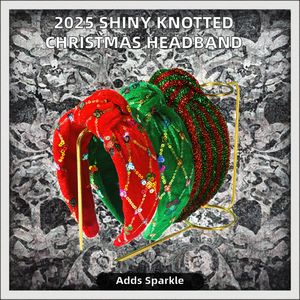 JiaYu 2025 Nouvelle Tendance Noël Serre-tête en Tissu Super Brillant à Nœud et Bord Large 18x13cm Vente en Gros pour les Fêtes - Product Image 2