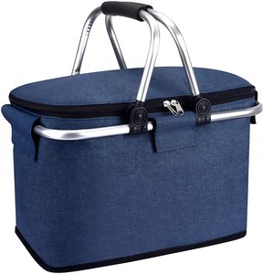 Panier de pique-nique avec sac isotherme, sac glacière portable, pliable et étanche, en aluminium, 26 l - Product Image 1