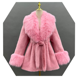 Janefur Giacca Invernale da Donna con Colletto in <span class=keywords><strong>Pelliccia</strong></span> Sintetica, <span class=keywords><strong>Cappotto</strong></span> in Finta <span class=keywords><strong>Pelliccia</strong></span> <span class=keywords><strong>di</strong></span> <span class=keywords><strong>Visone</strong></span> con Cintura - Product Image 6