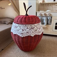 Panier de rangement en rotin tressé fait main en forme de poire, boîte de rangement décorative pour vêtements, accessoires de photographie pour chambre d'enfant d'hôtel