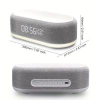 Chargeur sans fil 4 en 1 avec réveil, veilleuse à 3 niveaux, affichage de la température, charge rapide sans fil 15W, horloge en ABS PC et tissu