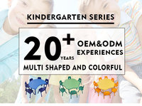 Meubles de maternelle personnalisés, tables en forme de lune, différentes couleurs avec différentes chaises, table d'activités pour enfants, bureau et chaises
