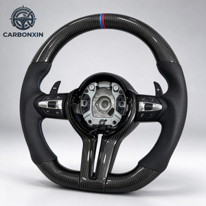 Volant chauffant en cuir et fibre de carbone pour les modèles F Series, 4 Series, 535i, M4, X5, M3. Volant de voiture directement de l'usine. - Product Image 4