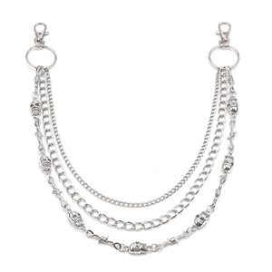 สร้อยคอเอวแบบสามสายรูปหัวกะโหลก โลหะผสมสังกะสี สไตล์ฮิปฮอป พังก์ สำหรับใส่ทุกวัน - Product Image 5