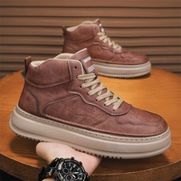 M066 Nouvelles Chaussures Montantes Homme Automne à Semelle Épaisse, Style Britannique Décontracté et Sportif, Chaussures de Ville Souples pour Hommes