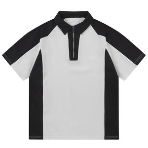 Streetwear Y2K camisetas de gran tamaño hombres media cremallera empalme Hip Hop camiseta Tops verano camisetas sueltas - Product Image 1