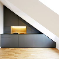 Armoires de cuisine modulaires écologiques en acier inoxydable 304 durables sur mesure, plan de travail en marbre artificiel, évier, design d'îlot moderne