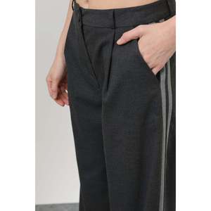 Pantalones Anchos Luna de Cintura Alta, Crepé Antiarrugas, Color Marrón Beige, Pantalones para Mujer - Product Image 4