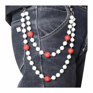 Cadenas de cinturón para bolsillos de jeans con rosario personalizado de bolas de discoteca, collar de rosario con bolas de diamantes de imitación de 12 mm, cadena de rosario católica para cintura/cuerpo - Product Image 1