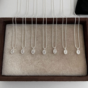Collar de Plata Pura S925, Versión Coreana, Líneas Casuales, Diseño de Lazo, Versátil, con Cadena de Espina de Serpiente, Colgante de Moda - Product Image 1