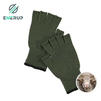 Gants d'hiver en laine mérinos pour hommes, tricoté sans doigts, doux et chaud, demi-doigt, contre l'arthrite, tendance