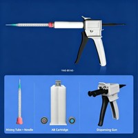 16 tubes mélangeurs statiques 1:1 de 50 ml avec buse et capuchon gris pour la distribution d'adhésifs, de mastics et d'époxy bicomposants