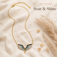 Collier Aile d'Ange Bestseller Transfrontalier pour Femme, Accessoire Sportif Créatif Style Aile, Zircon Micro-Pavé, Ornement Bambou