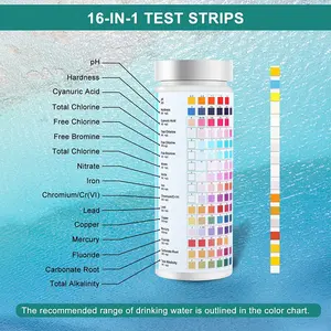 16 в 1 Набор для тестирования качества воды, твердость pH, свинцовый хлор, железная скважина, водопроводные тестовые полоски для питьевой воды