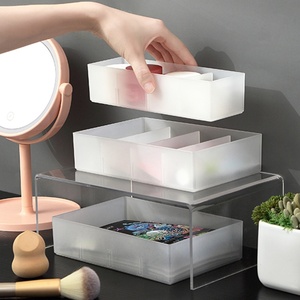 Household Custom 4 Grids Multifunction <b>Drawer</b> Style Separated Cosmetic Organizer Plastic <b>Storage</b> <b>Box</b> With Dividers - Product Image 1