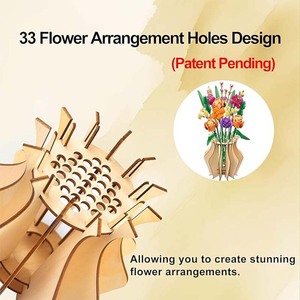 Rompecabezas de madera Florero Soporte de exhibición para <span class=keywords><strong>Lego</strong></span> Rosas Flor de cerezo Girasol Tulipanes Narcisos Regalo de loto - Product Image 5