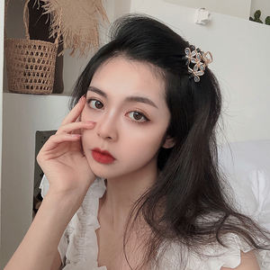 Pinzas para el pelo con diseño de mármol y perlas de cristal, accesorios para la mandíbula, pinzas para el pelo con flores, 5cm - Product Image 3