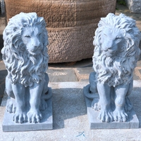 Statue de lion en pierre naturelle sculptée, marbre noir, pierre calcaire bleue, pour extérieur
