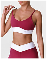 Soutien-gorge de yoga à fines bretelles et blocs de couleur, sensation seconde peau, coussinets amovibles, antichoc, effet liftant, pour femme, course et entraînement