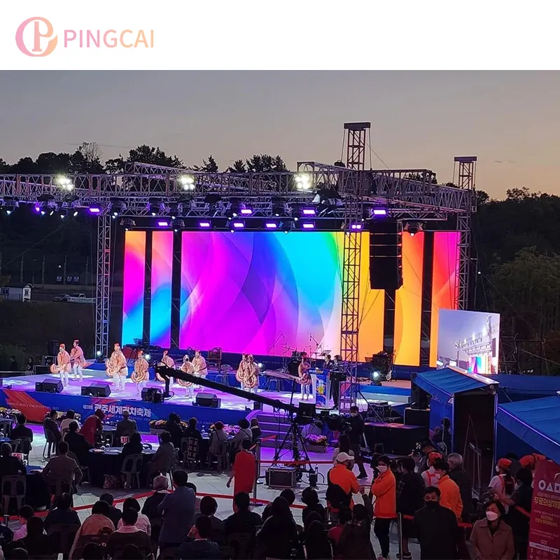 PINGCAI P2.604 เช่าหน้าจอ LED 3X4 6X3 กลางแจ้ง Led ผนังวิดีโอคอนเสิร์ต Roadshow เวทีมือถือจอแสดงผล LED ผนัง LED