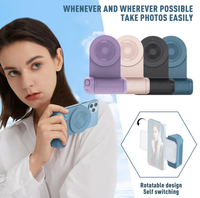 Poignée de stabilisation magnétique pliable 3-en-1 pour smartphone avec déclencheur et support pour écouteurs, vis 1/4