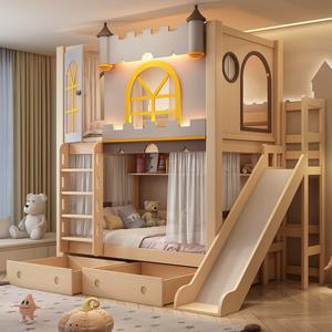 JS FURNITURE Lits superposés modernes en bois massif, taille compacte, pour enfants, <span class=keywords><strong>château</strong></span> <span class=keywords><strong>de</strong></span> princesse, chambre mère-enfant, école - Product Image 3