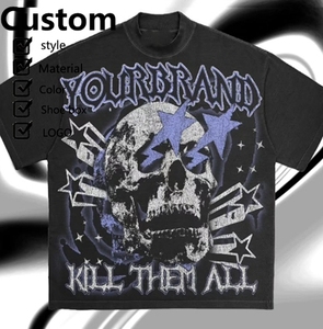 เสื้อยืดสีดำฮิปฮอปไซส์ใหญ่พิเศษสำหรับผู้ชายเสื้อยืดฟอกสีแบบไฮสตรีทสีดำฮิปฮอปออกแบบโลโก้ได้ตามที่ต้องการ - Product Image 3