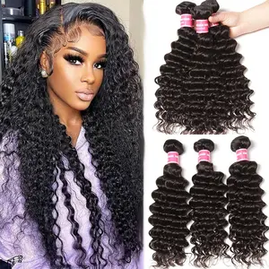 Brazilian Hair Deep Wave 100% Human Hair Bundles Raw Human Virgin Hair 10~30 Inch Natural Color Direct Draft Order Ready To Ship