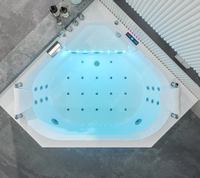 Baignoire de massage à remous autoportante en acrylique de luxe, 1,5 m, en forme de triangle, pour hôtel