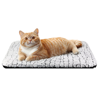 Coussin-lit chauffant rectangulaire de luxe en velours doux et respirant, lavable et pliable, pour chat et animal de compagnie, taille moyenne/grande, vente en gros