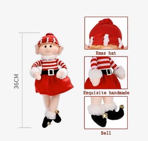 Zaves <span class=keywords><strong>Elf</strong></span> Weihnachts baum Anhänger weichen Stoff Plüsch Streifen Muster Handwerk Dekoration für Weihnachts feier Dekoration - Product Image 6