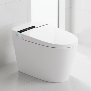 WC intelligent monobloc en céramique pour salle de bain, avec bidet intégré, siège chauffant, télécommande, double chasse d'eau, lavage arrière, capteur radar - Product Image 1