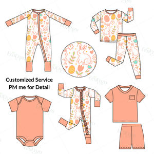 Oem Pyjamas en bambou pour enfants Oem Barboteuse œuf <span class=keywords><strong>de</strong></span> <span class=keywords><strong>lapin</strong></span> <span class=keywords><strong>de</strong></span> Pâques pour bébés Vente en gros <span class=keywords><strong>de</strong></span> vêtements personnalisés pour bébés filles <span class=keywords><strong>de</strong></span> Pâques - Product Image 2