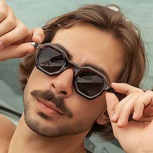 Gafas de Sol Retro 2025 con Logotipo Personalizado, Remaches Ámbar, Estilo Punk, Protección UV400, Poligonales, Pequeñas y Cuadradas para Hombre y Mujer - Product Image 1