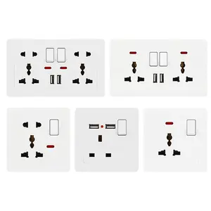 Calitec Uk Standaard Saudi-Arabië Curve Dubbele Multi 2 Bende Wandschakelaar Socket Fabriek Levering