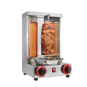 Usine de rôtissoire verticale commerciale gaz/électrique poulet Shawarma Machine 4 brûleurs Shawarma dinde Doner Kebab Machine