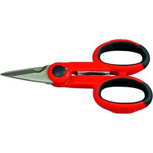 Ciseaux d'électricien Usag, lames en acier revêtu de titane, rouge, qualité industrielle, multi-usages, diamètre maximal de 12 mm - Product Image 1
