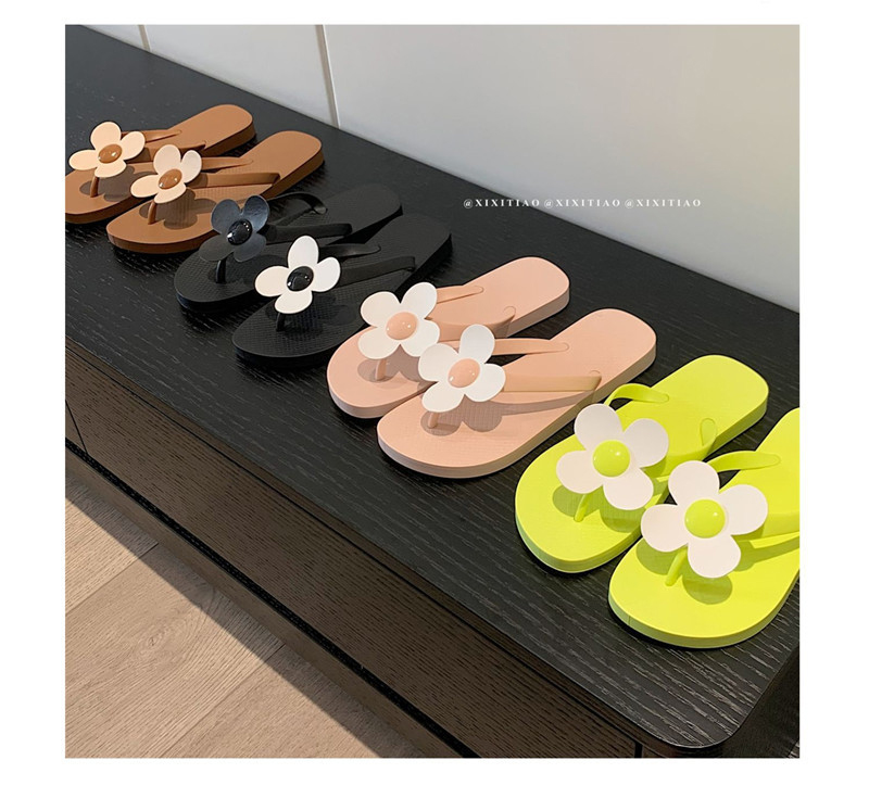 Fashion Flower Flip-flops Women Summer Beach Shoes Soft Soled PVC Flip Flops Slippers